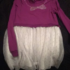 Long sleeve purple and white dress
